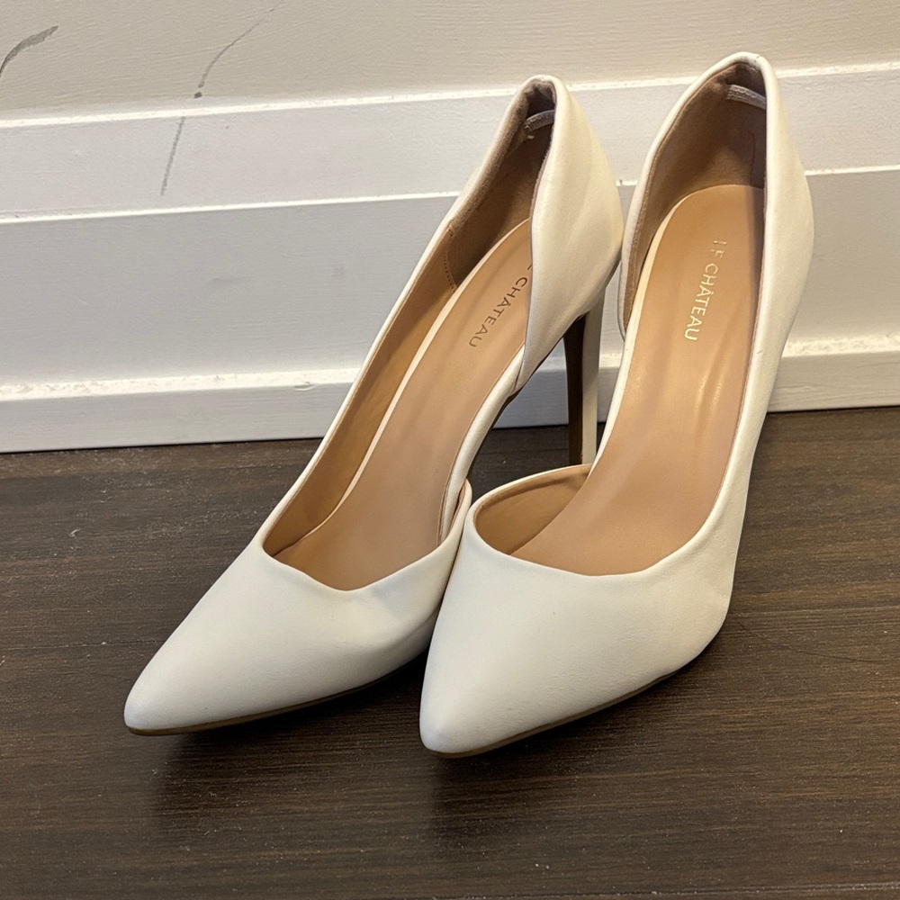Chateau Cream Pointed-Toe Stiletto Pumps 7cm